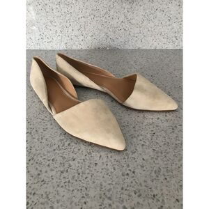 J.Crew Tan Neutral Suede Flats D'Orsay Pointed Toe Shoes Womens Size 8 1/2
